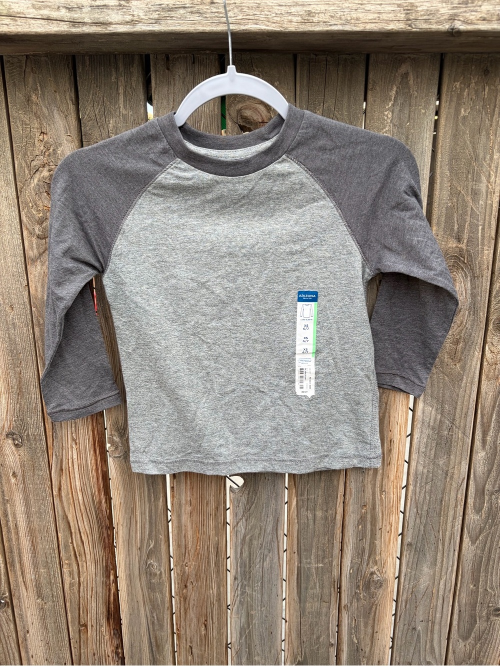 Arizona Jean. Con Kids Long Sleeve Raglan Shirt - Gray Size XS